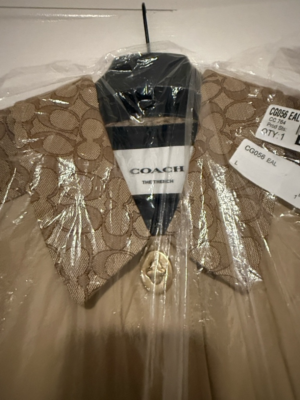 Coach Beige Trench Coat with Signature Monogram and Turn Lock Bottom - Picture 16 of 16